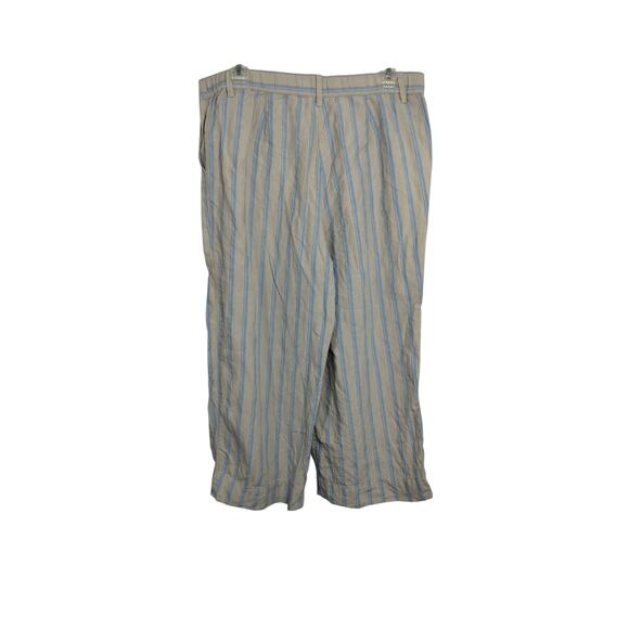 4080)J Jill Love Linen Flax-Blue Creased -front Wide Legs Pants Size MP - Picture 2 of 9